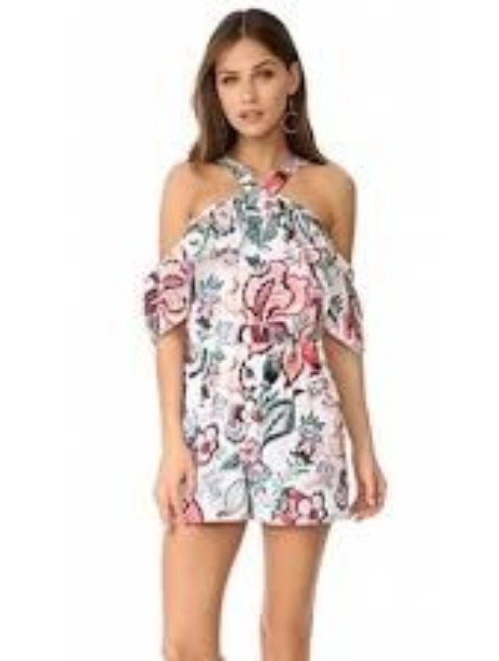 Club Monaco 100% Silk Dacko Festival Boho romper One Piece Jumpsuit Floral Sz8